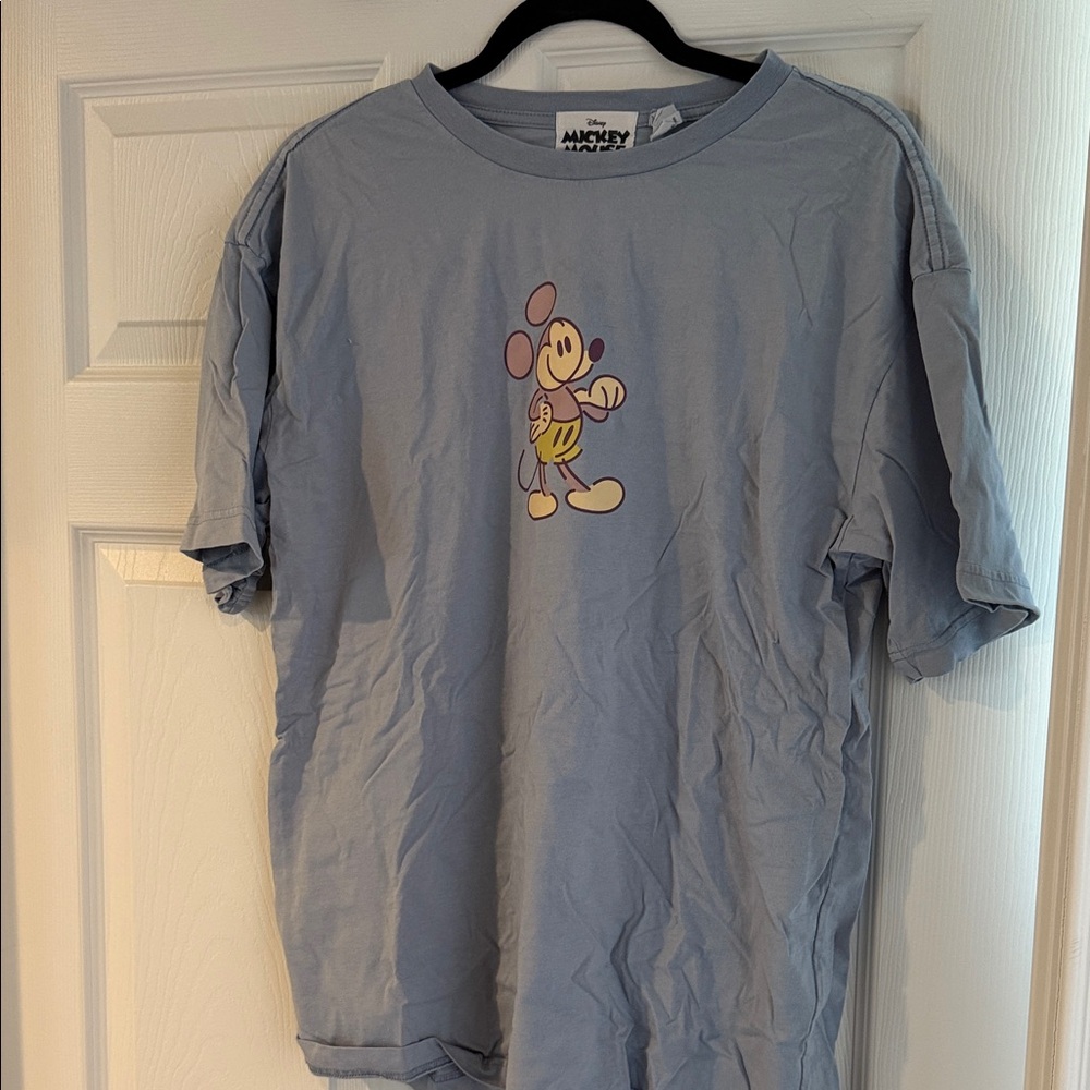 Disney Pale Blue Tee with Small Mickey Graphic